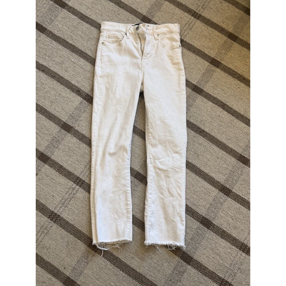 Veronica Beard Carly Kick Flare High Rise White Jeans Women’s 26 2 Raw Hem